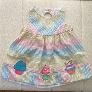 Emily Rose Pastel Plaid Dress with Cupcake Appliques